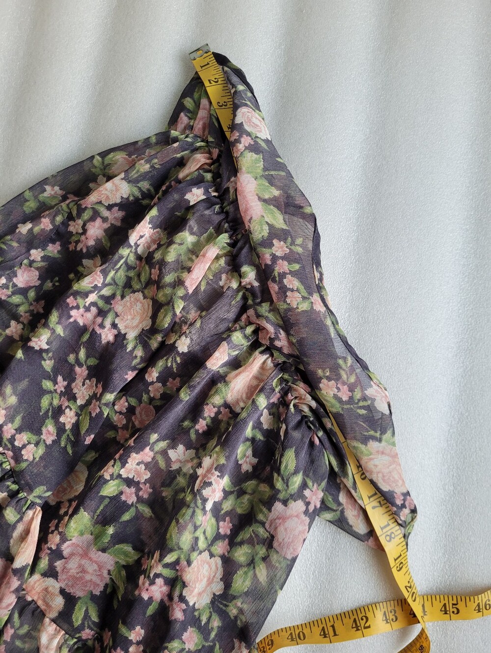 Vintage Y2K Roses Print Lace Back Sleeveless Chiffon Babydoll Top Large - Picture 13 of 16